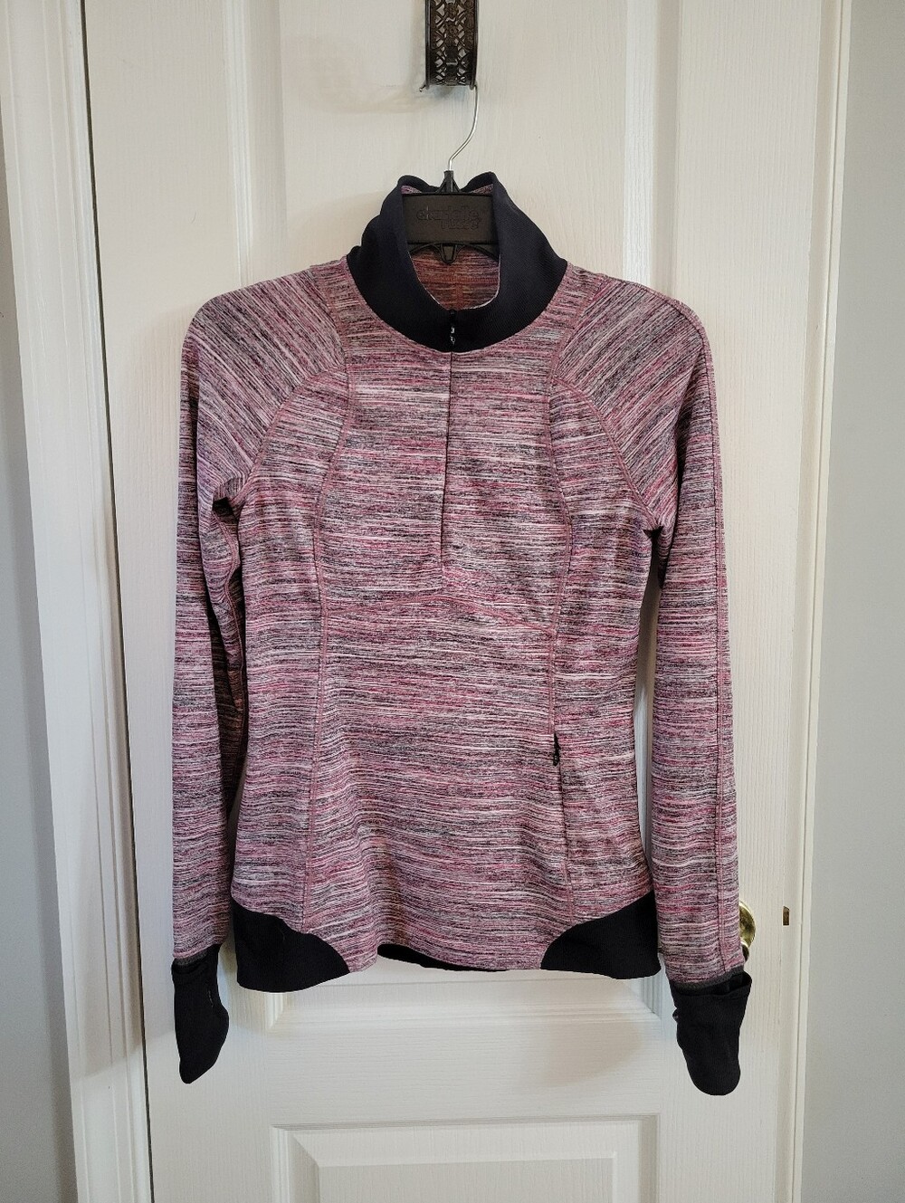 ​Lululemon Runderful 1/2 Zip Pullover Space Dye Camo Berry Rumble Black Size 6